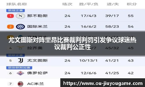 尤文图斯对阵里昂比赛裁判判罚引发争议球迷热议裁判公正性